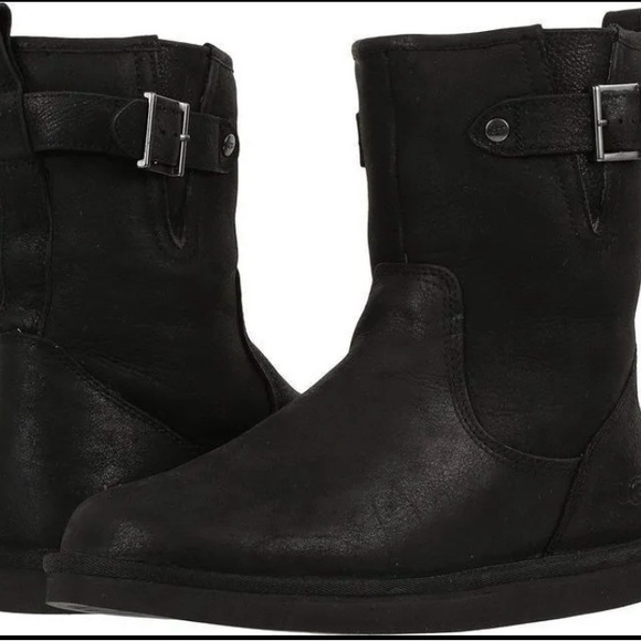 UGG Mens Winter Genuine Lamb Fur Lined Boot Black Size 10 - Picture 3 of 5